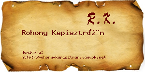 Rohony Kapisztrán névjegykártya